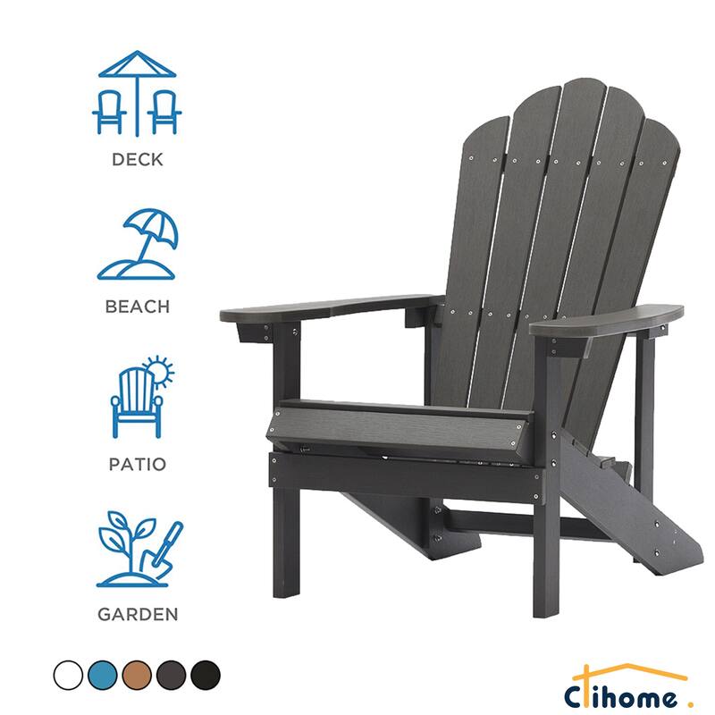 Clihome Outdoor Patio Slat HIPS Adirondack Chair
