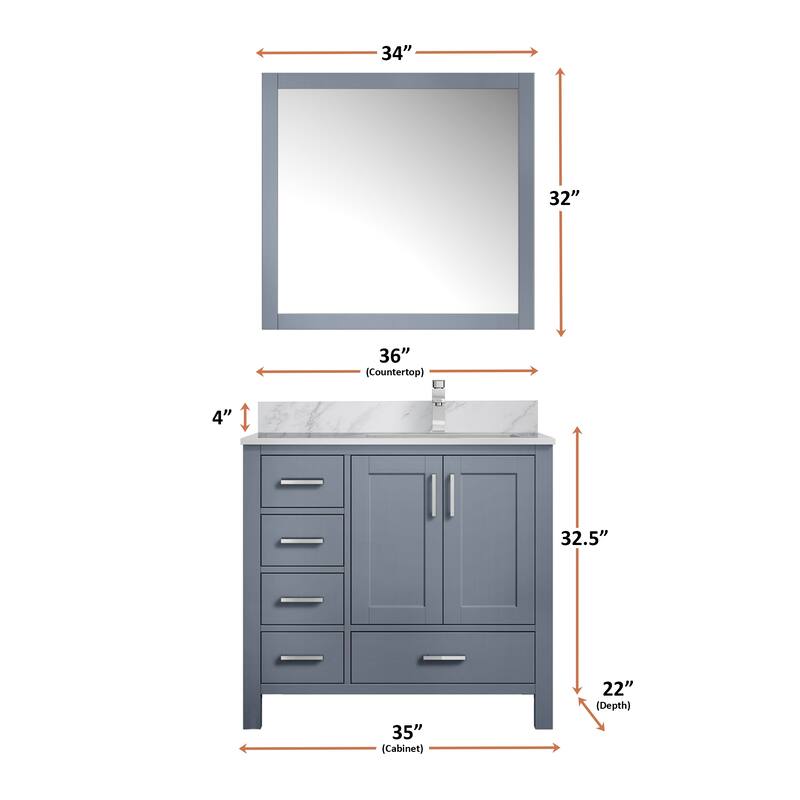 Jacques 36 in. W x 22 in. D Right Offset Distressed Grey Bath Vanity
