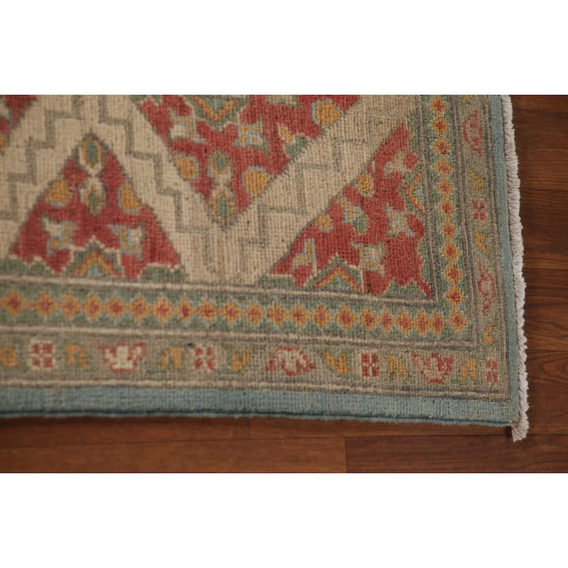 Light Blue Kazak Oriental Area Rug Handmade Wool Carpet - 6'0" x 8'9"