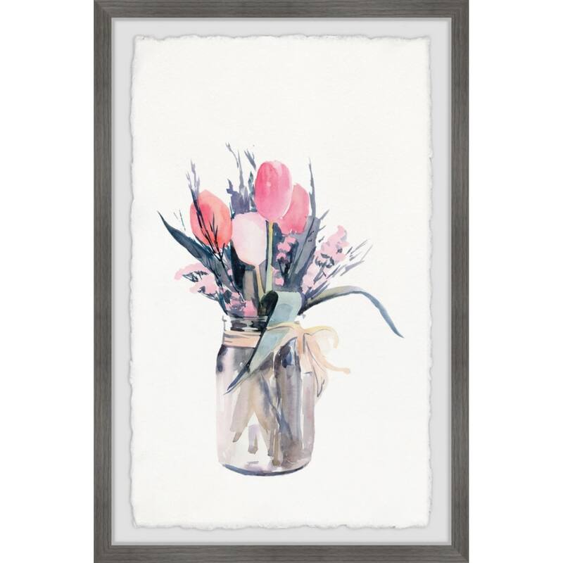 Tulip Painting Print - Floral Wall Art Home Decor - Framed Picture for Living Room Bedroom