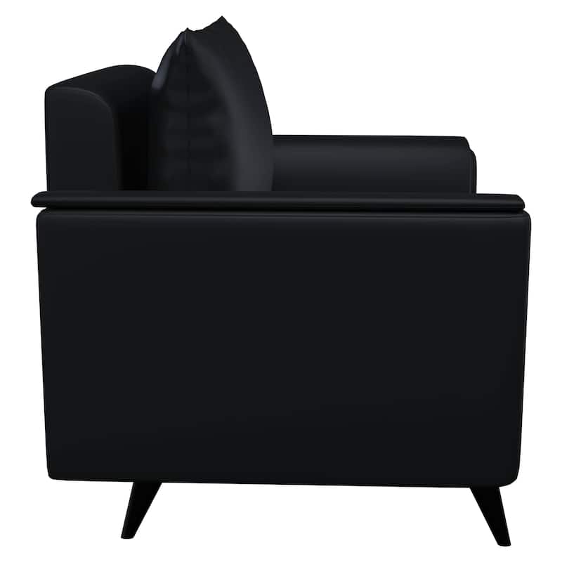 Rusk Single-Seater Leather Sofa Couch with Steel Legs and Removable Cushions for Home Office Living Room & Bedroom