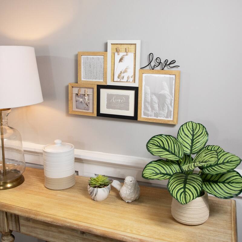 Wooden "Love" Wall Collage Photo Frame - 20.75" - Beige and Black
