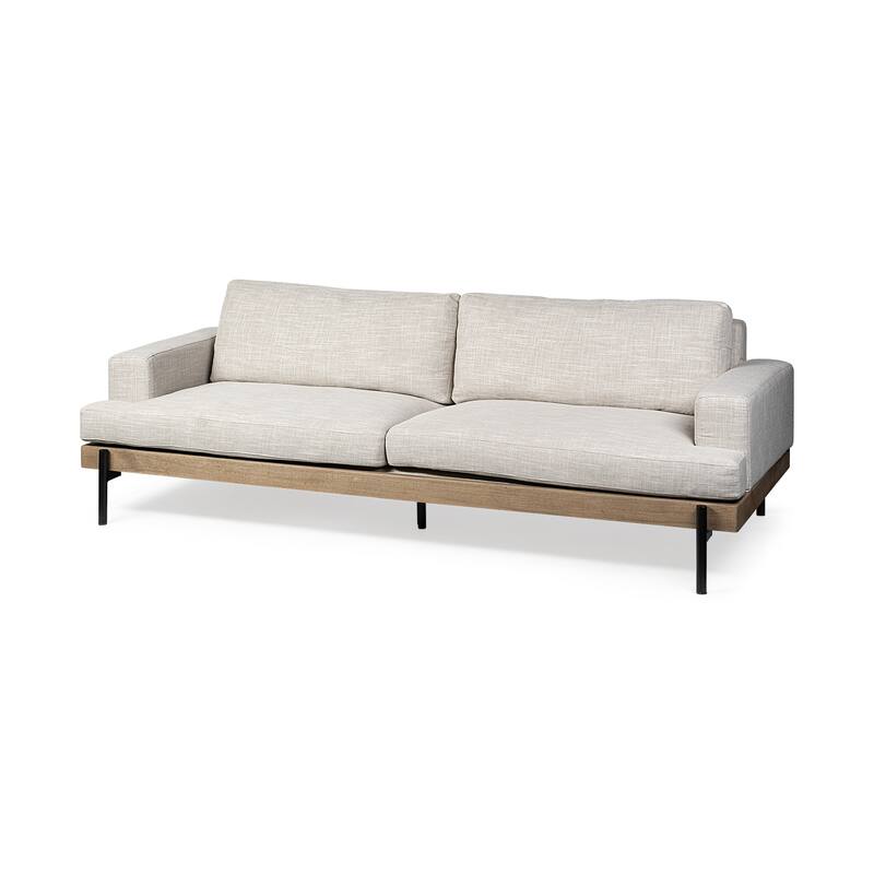 HomeRoots 95" Beige Fabric Sofa With Black Legs