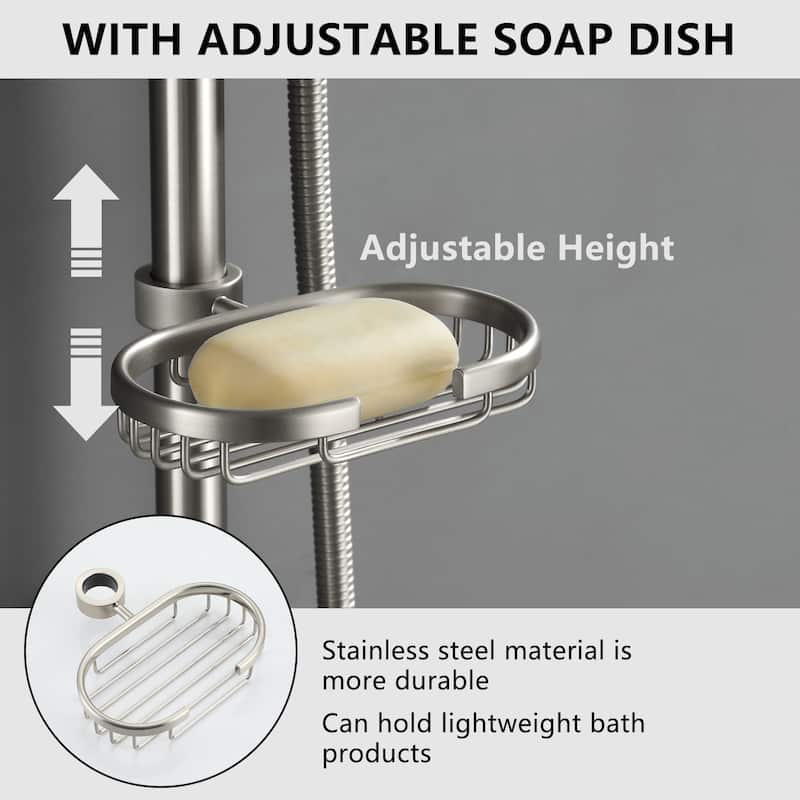 3-Spray Patterns 10 in Wall Mount Dual Shower Heads with Soap Dish and Rough-in Valve