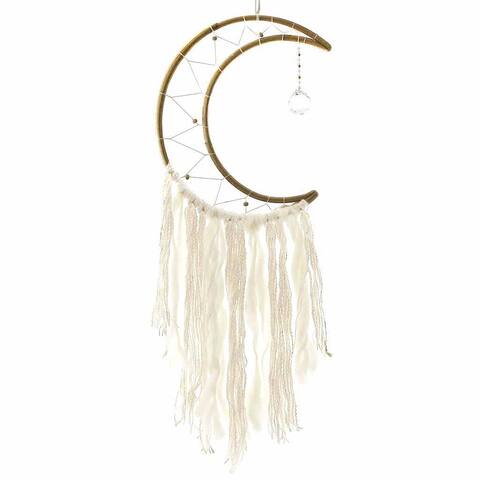 Handmade Crescent Moon Macrame Dreamcatcher (Nepal)