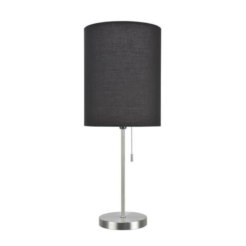 Aspen Creative 1-Pack Set - One-Light Candlestick Table Lamp, Contemporary Design in Satin Nickel, 19 1/2" High - SATIN NICKEL