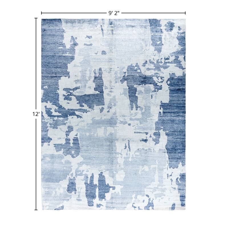 Modern One-of-a-Kind Hand-Knotted Area Rug - Gray, 9' 2" x 12' 0" - 9' 2" x 12' 0"