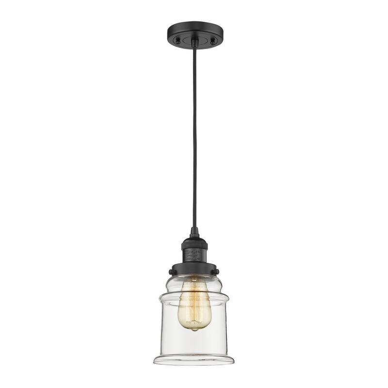 Innovations Lighting Canton 6" Wide Mini Pendant - Cord Suspension - Matte Black / Clear