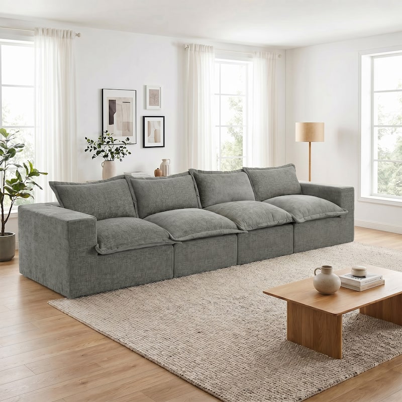 Comfy Cloud Couch Plush Modular Sectional Sofa For Living Room - Grey/4 piece - Symmetrical
