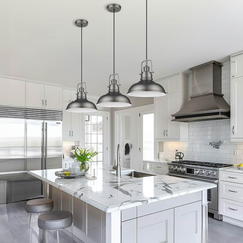 2 Pack Modern Pendant Lights with Metal Dome Lampshade
