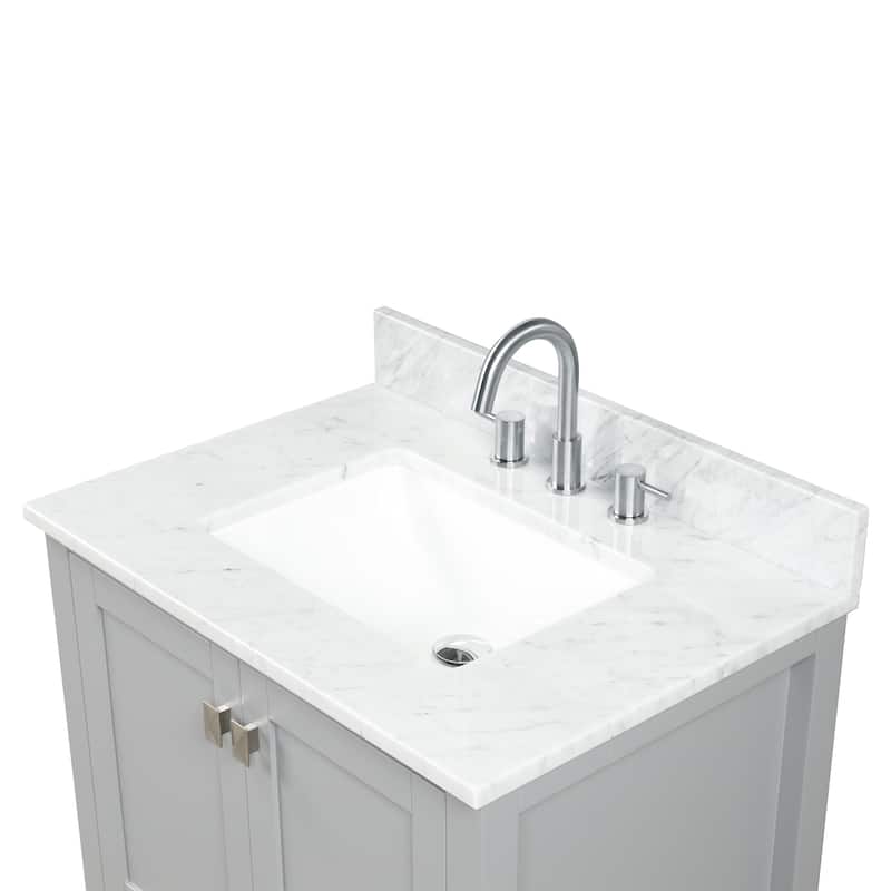 Blossom Geneva 30" Bathroom Vanity with Marble Top, Sink & Mirror