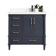 preview thumbnail 76 of 79, Willow Collections 36 in x 22 Aberdeen Freestanding Bathroom Vanity with Right Offset Bowl Sink and Countertop Straight Edge Calacatta - Hale Navy Blue