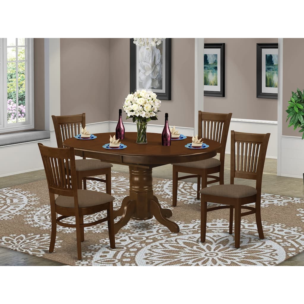 East West Furniture 5 Piece Kitchen Table Set-an Oval Dining Table and 4 Dining Room Chairs, Espresso (Seat Options)