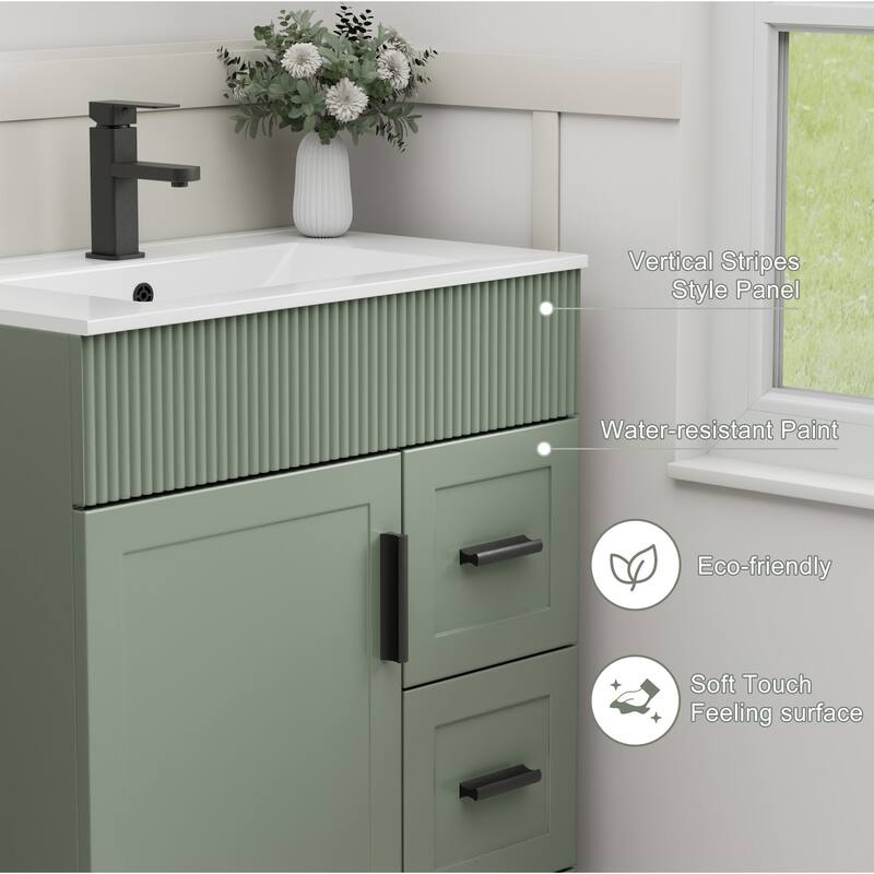 Modern 24/30/36/48" Wave-Line Bathroom Vanity Set with Sink & Faucet