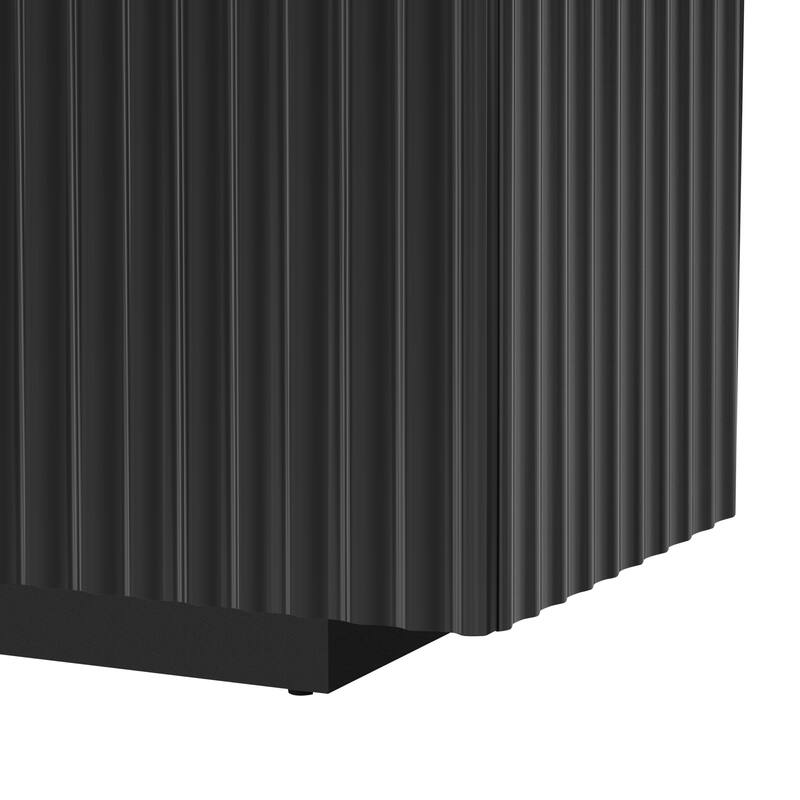 4 Wavy Doors Ample Storage Space Sideboard with Adjustable Shelves