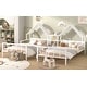 preview thumbnail 6 of 28, Metal Double Twin Size Platform Bed with House-shaped Headboard and Built-in Nightstand, White