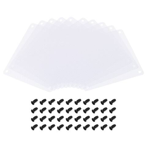 120mm Fan Dust Filter with Screw, 10 Pack PVC Dustproof Mesh Cover Guard, White