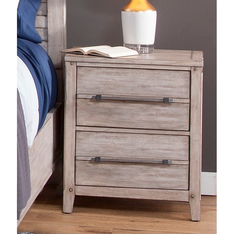 Asher 2-Drawer Nightstand - Antiqued Whitewash