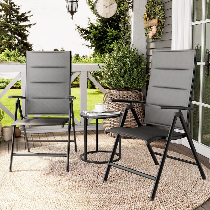 Patio Adjustable Reclining Folding Dining Chairs for Outdoor Indoor Garden Pool - See Picture