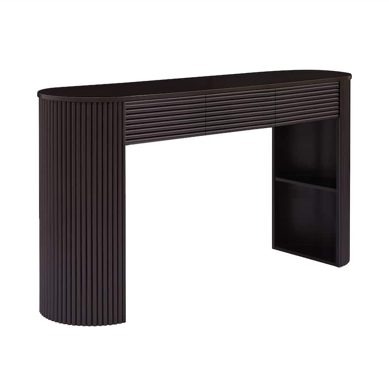 Christopher Knight Home - Maravelle MDF 3 Drawers Console Table with Round Slat Texture and Storage