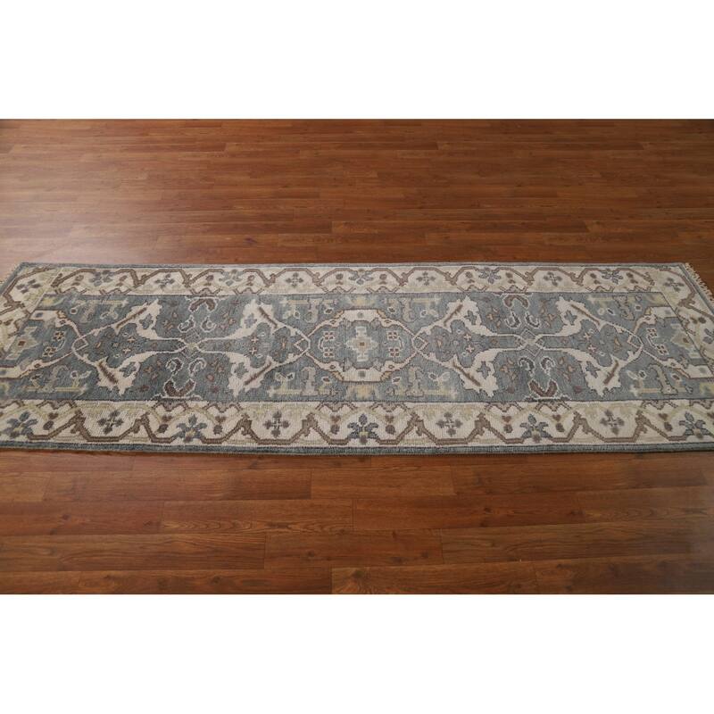 Oushak Style Runner Rug Hand-Knotted Transitional Wool Carpet - 2'6"x 7'11"