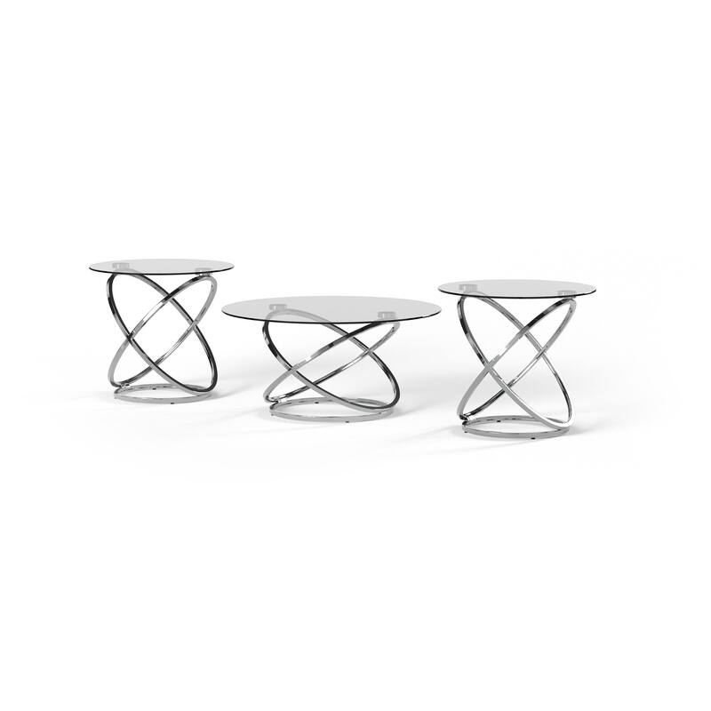 Signature Design by Ashley Hollynyx Chrome-tone Glass 3-piece Table Set