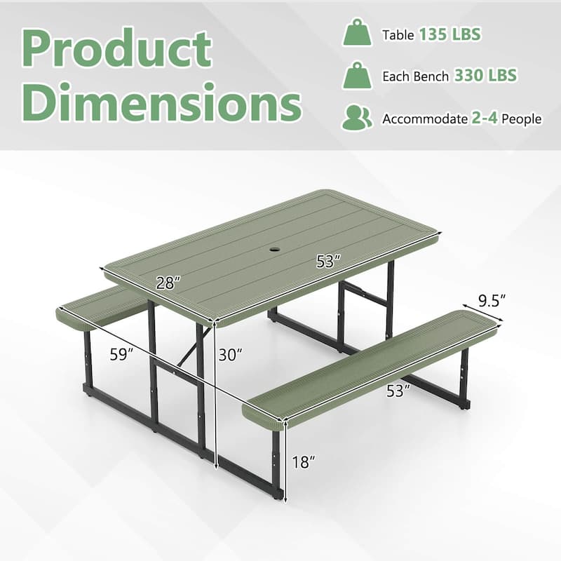 Costway Picnic Table Bench Set for 2-4 People Outdoor Rectangular - See Details
