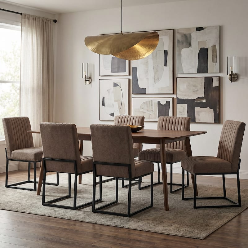 Mid Century Modern Dining Chair with Black Metal Legs