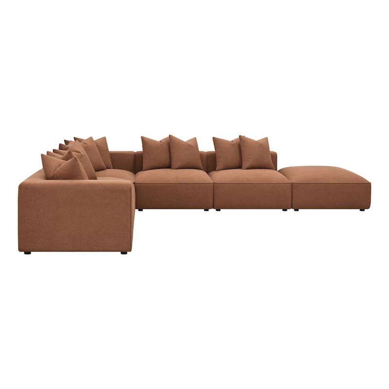 Colleen Terracotta 6-piece Upholstered Tight Seat Modular Sectional