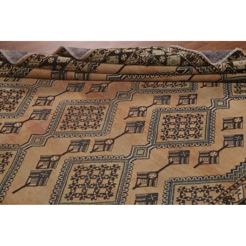 Geometric Bakhtiari Persian Vintage Rug Hand-Knotted Wool Carpet - 6'10"x 9'5"