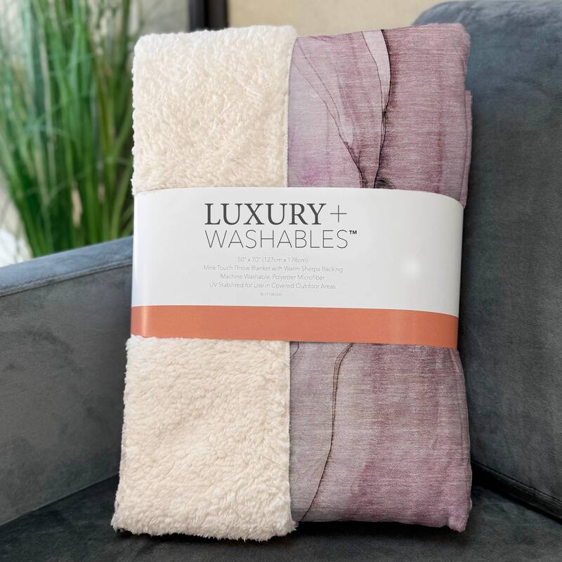 Premium Machine Washable Abstract Contemporary Sherpa Throw Blanket
