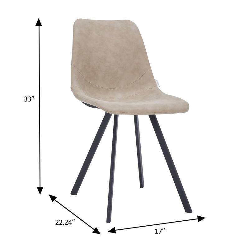 Markley Dining Chair with Leather Seat in Black Steel Legs, Scratch-Resistant, Ergonomic & Comfortable Modern Kitchen Chair