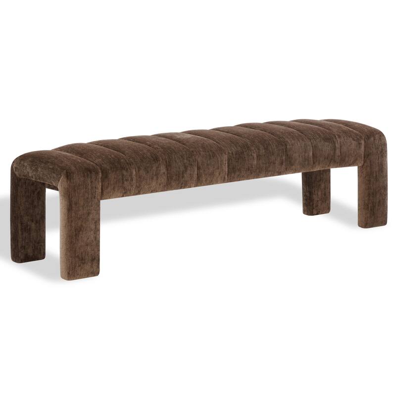 SAFAVIEH Couture Bellisima Channel Tufted Bench, Fully Assembled - 63"W x 17"D x 17"H