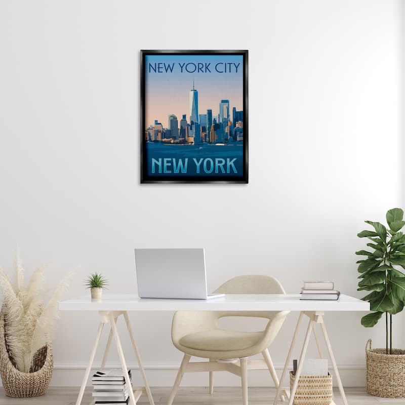 Stupell New York Landmark Skyline Framed Floater Canvas Wall Art Design By Victoria Barnes