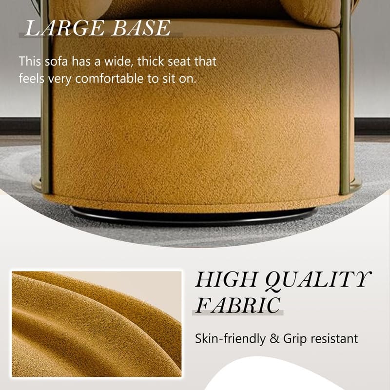 Modern Swivel Boucle Accent Chair Lounge Chair with Gold Metal Base