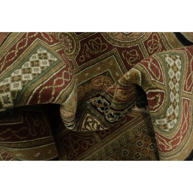 Hand Knotted Oriental 100% Wool Carpet Traditional Geometric Multi-Colored Agra Area Rug - 8' 10'' X 5' 11''