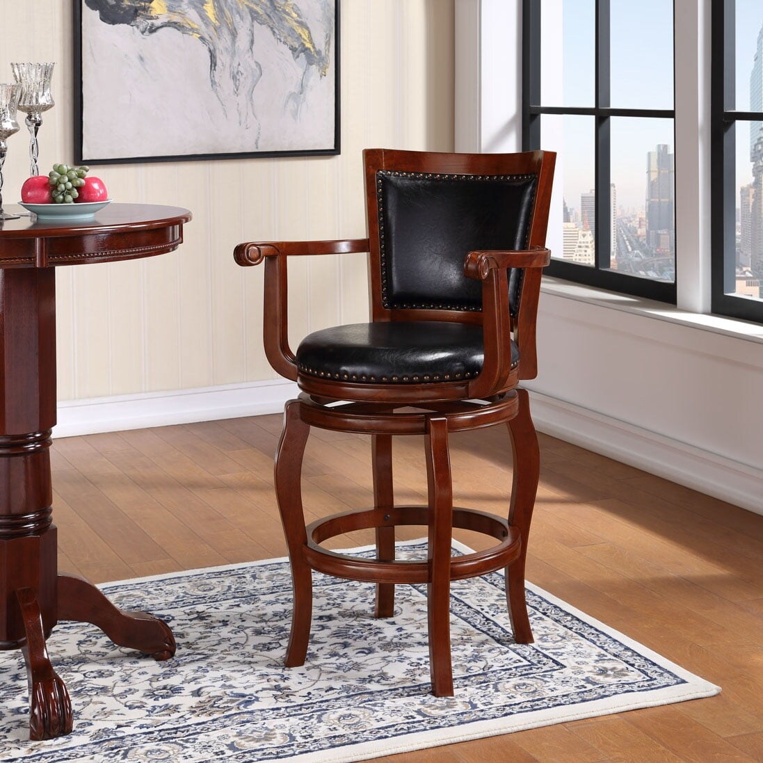 Jones Bar Stool with Swivel Cherry Bed Bath Beyond 36616776