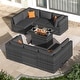 preview thumbnail 37 of 154, FINCATI Outdoor High-back Wicker Patio Sectional Set, 500 lbs Luxury Oversized Conversation Set, Spacious Couch Set