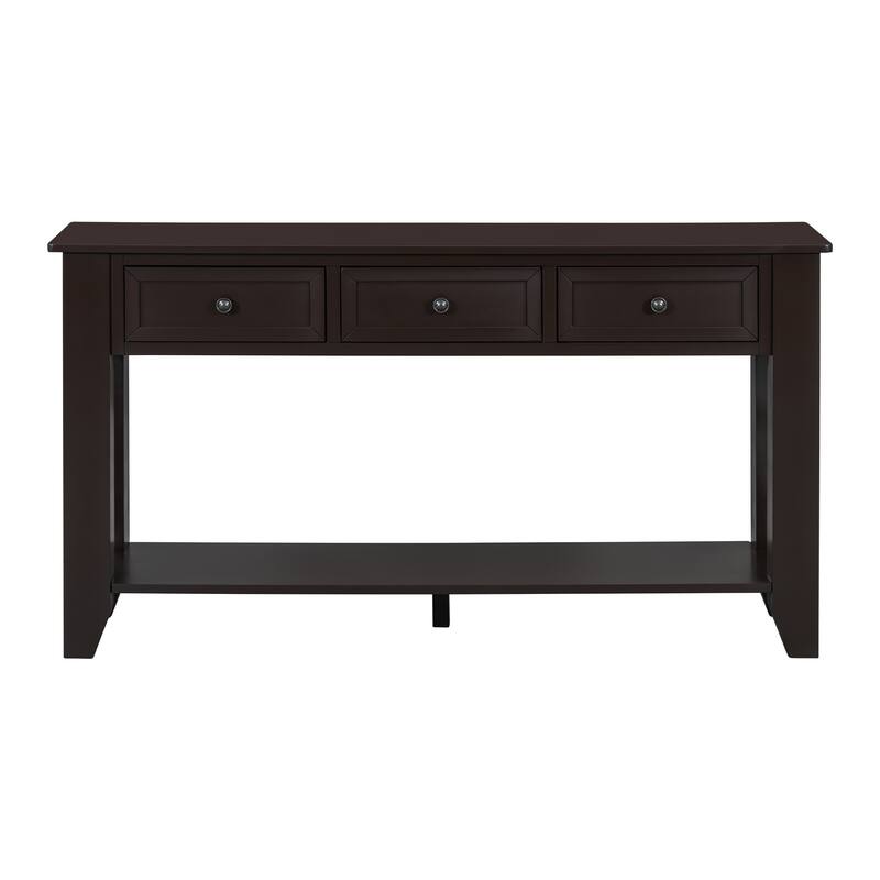 55.4" Long Entryway Console Table with 3 Drawers, Modern Sideboard Narrow Sofa Table with Storage Shelf