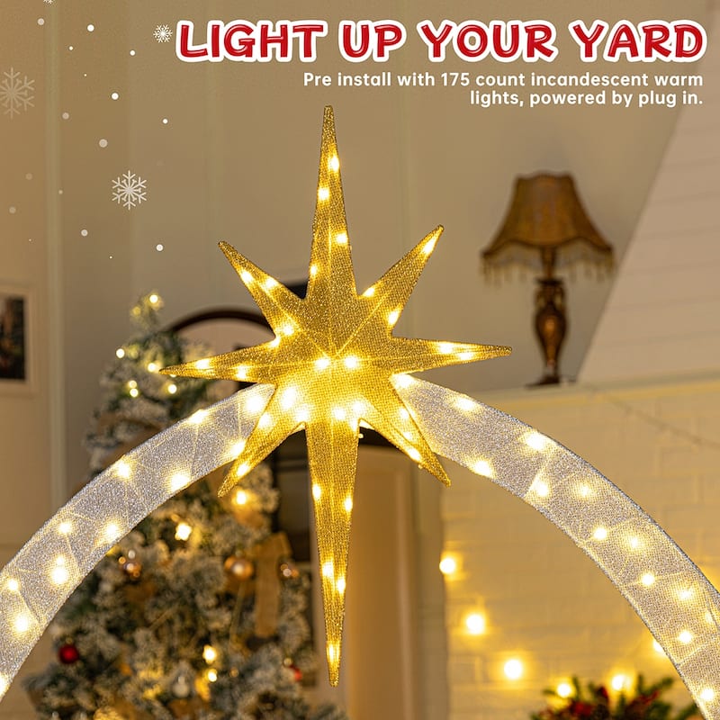 Nativity Scene Christmas Light Outdoor Decoration - Gold