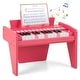 preview thumbnail 8 of 6, Educational Toy 25 Keys Wooden Piano w/Music Stand Pink