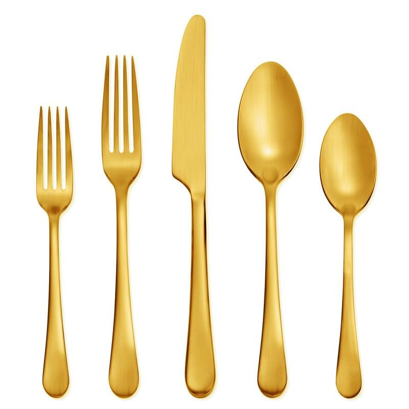 Skandia™ Mirabella Satin Gold - 20 Piece Flatware Set, Service for 4, Forged, Titanium