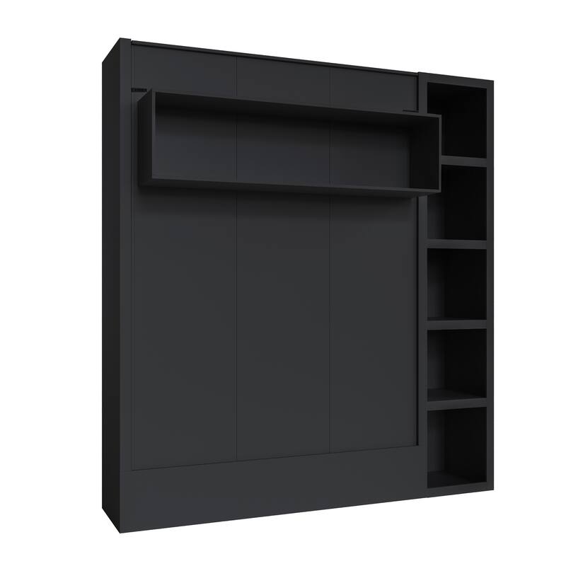 Easy-Lift Full Murphy Wall Bed in with Bookshelf