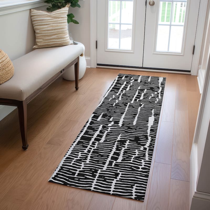 Machine Washable Indoor/ Outdoor Chantille Modern Abstract Rug