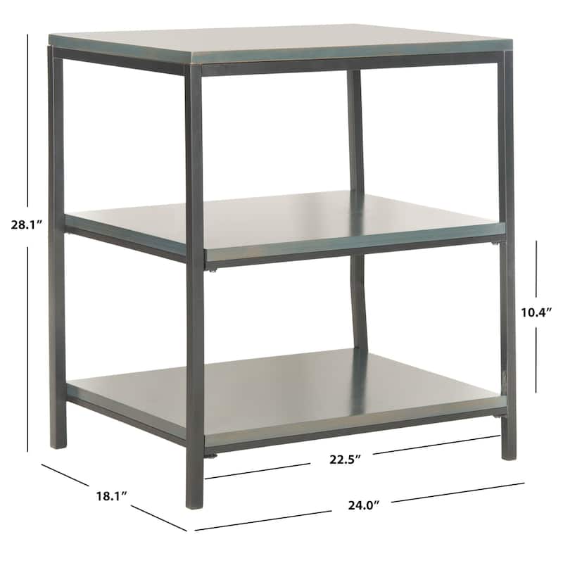 SAFAVIEH Mai Dark Teal Shelf Unit - 24" x 18.1" x 28.1" - 24Wx18Dx28H