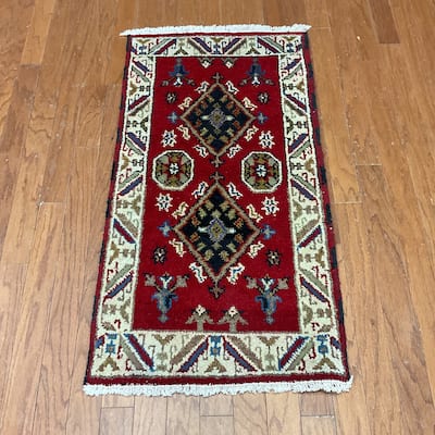 HERAT ORIENTAL Handmade Kazak Wool Rug - 2'2" x 4'