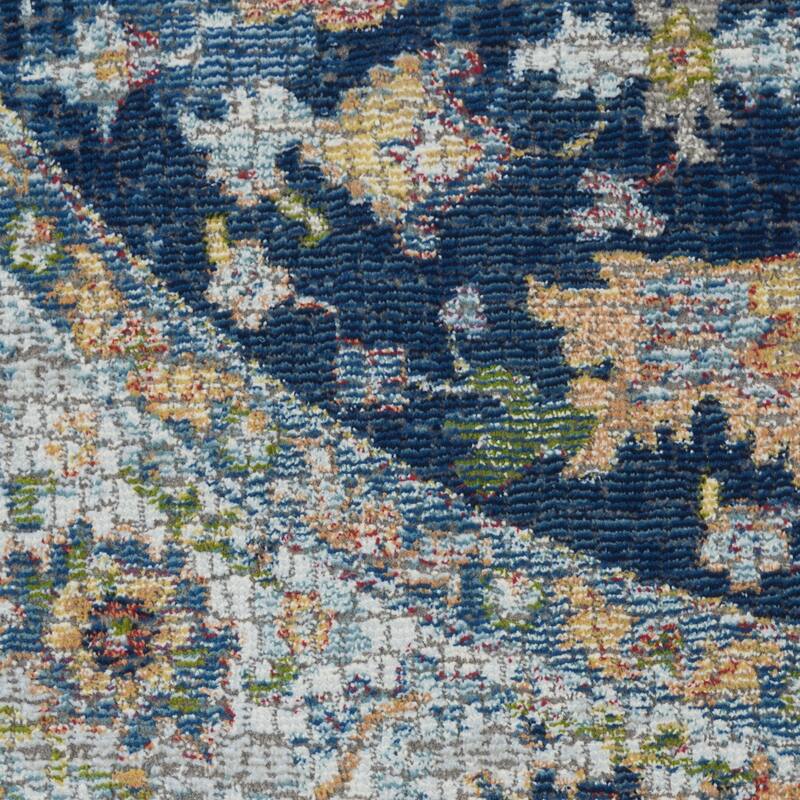 Power Loomed Distressed Geometric Floral Non Skid Area Rug - 48' X '48' X '0.5