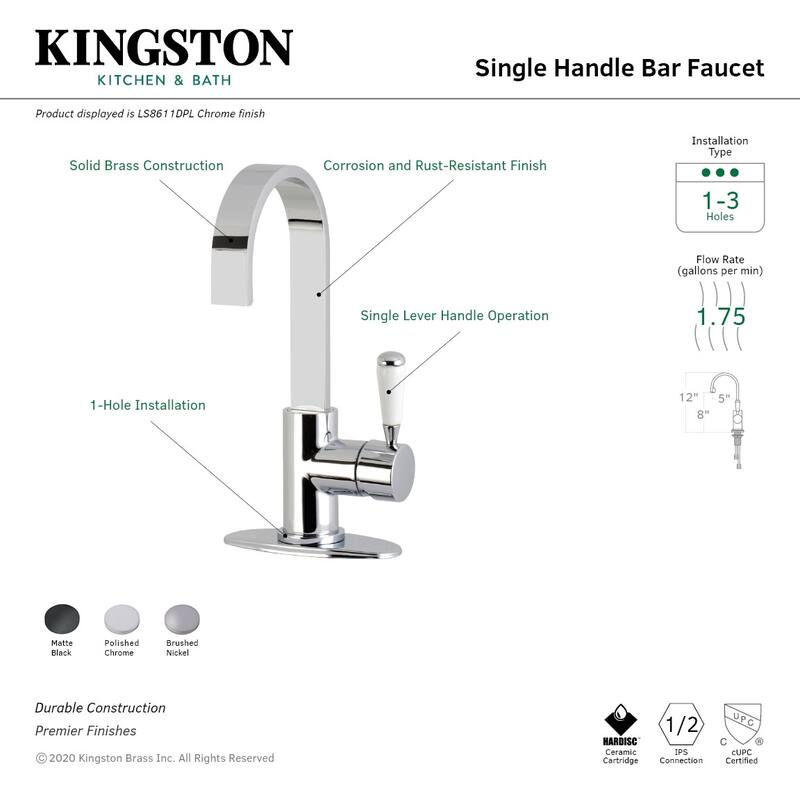 Kingston Brass Paris 1.75 GPM Deck Mounted Bar Faucet