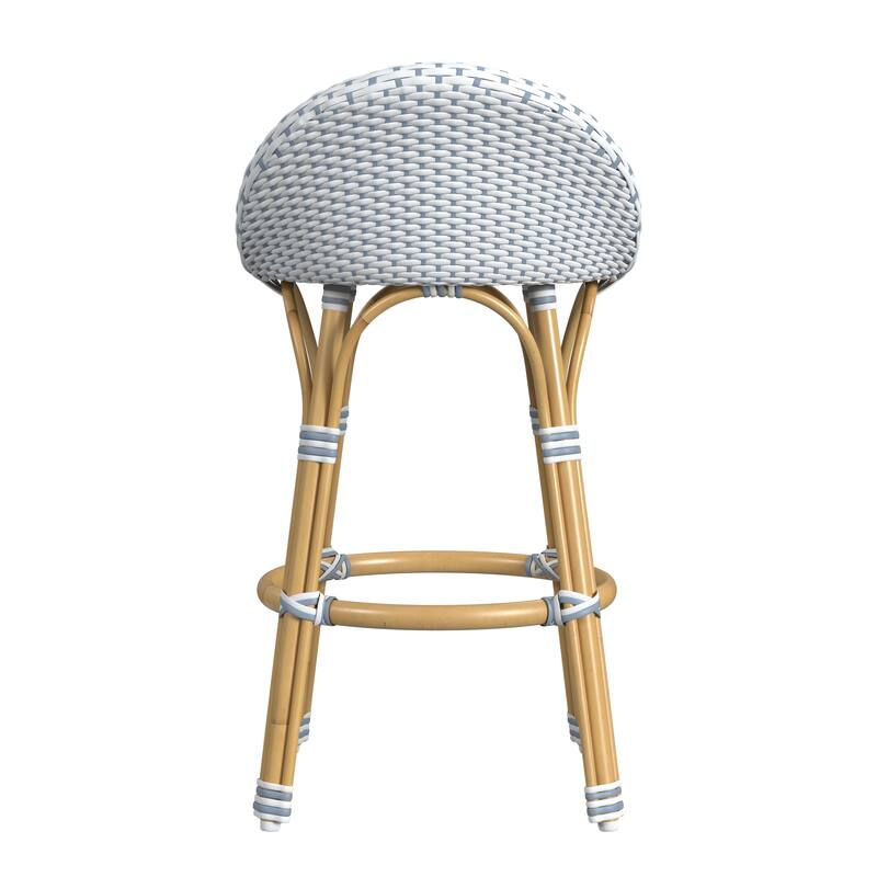 Tobias Outdoor Rattan and Metal Low Back Counter Stool