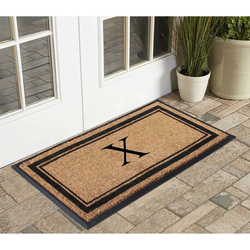 A1HC Picture Frame Natural Rubber & Coir Large Monogrammed Doormat 24"x48"